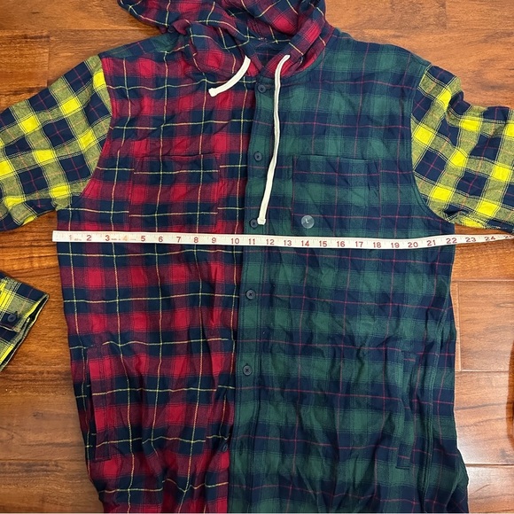 Pacsun Plaid Button Up Shirt Hooded Size Large - Picture 5 of 8